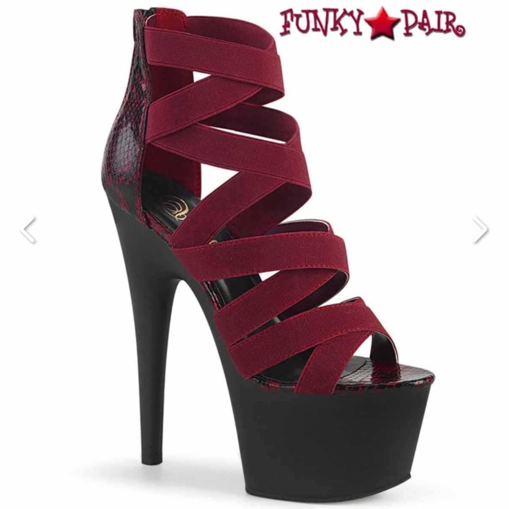 NWOT Pleaser Women's Red Strappy Heels